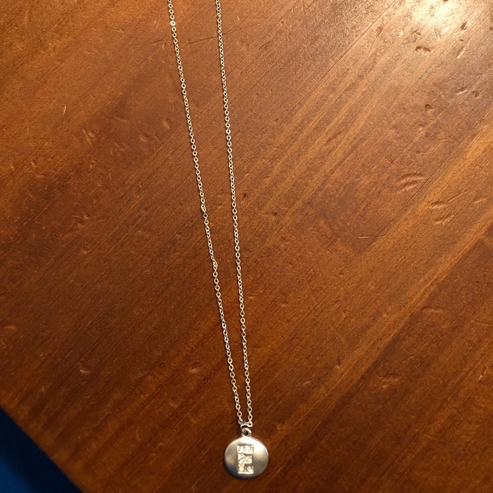 Silver E necklace